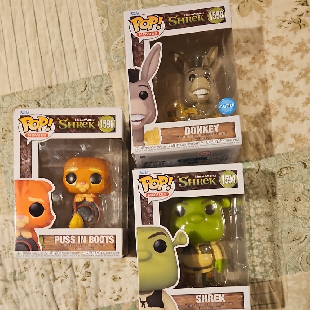 Funko Shrek Series: Shrek, Donkey, and Puss in Boots Figures